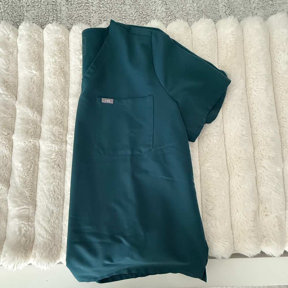 Figs Dark Teal Scrub Top